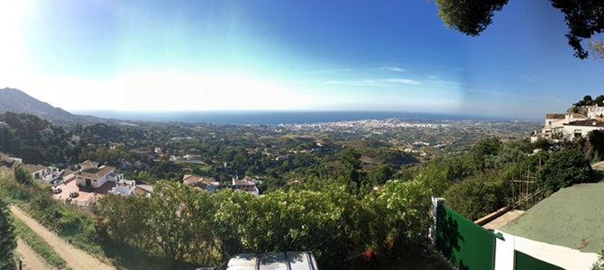 Overlooking the city of Mijas, Spain from the Montjuic Restaurant.