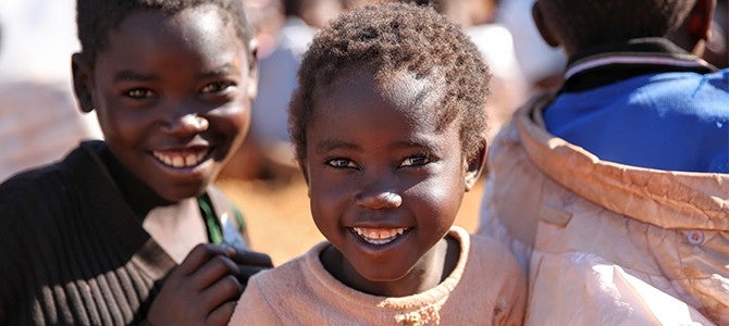 smiling children in Malawi