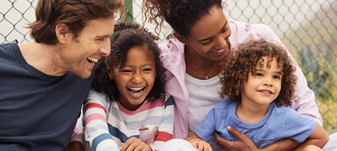 healthy children with their parents