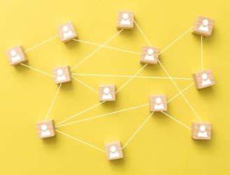 Teamwork, network and community concept. map of connections creating a community