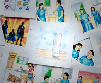 Comic drawings of EcoSphere Water Purifier