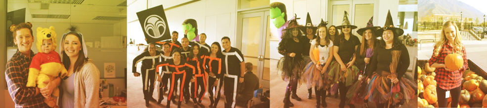 Nu Skin staff celebrates Halloween by dressing up in costumes and collecting pumpkins