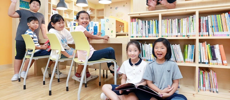 children in library